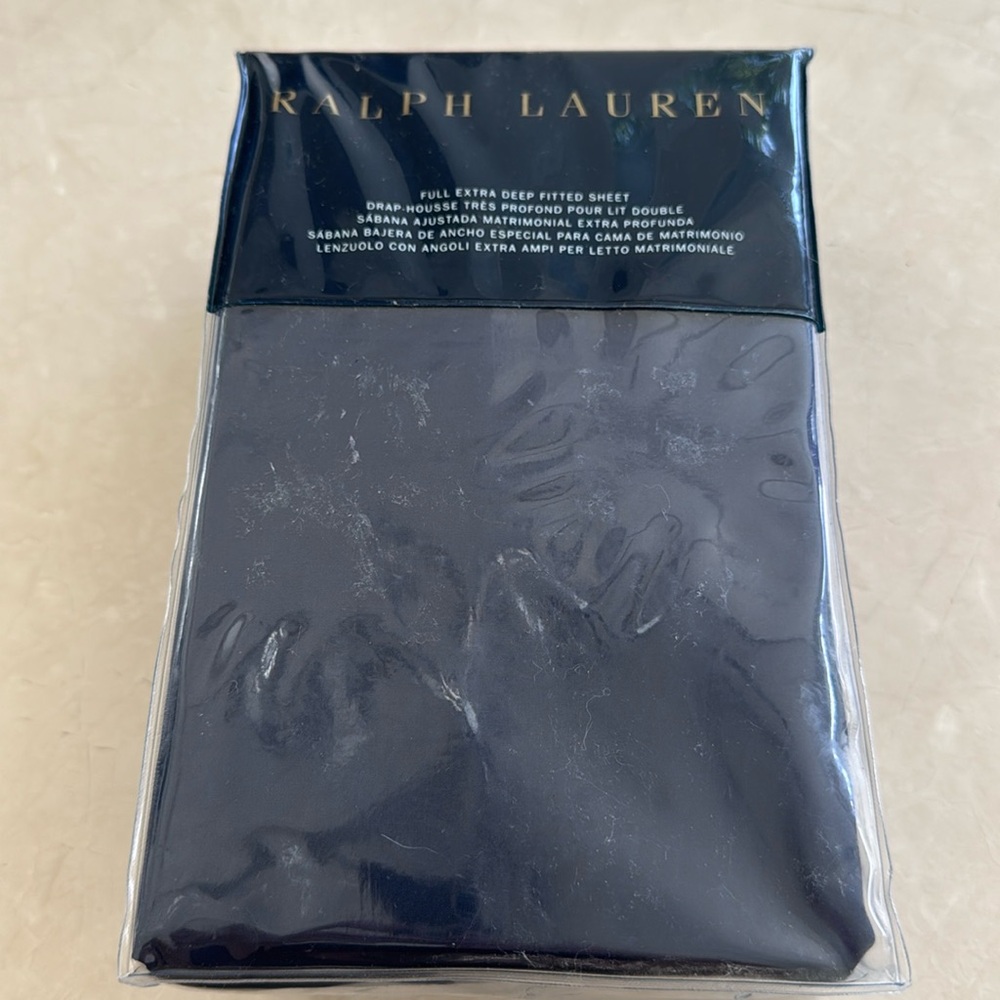 New Ralph Lauren Polo Navy Blue Full Extra Deep Fitted Sheet. $100